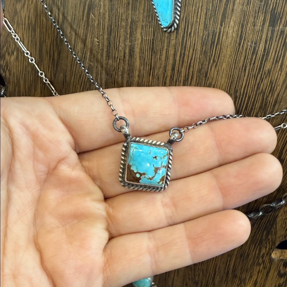 Turquoise and Silver Pendant Necklace